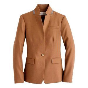 J. Crew Warm Camel Regent Wool- Blend Stand Collar Blazer Size 10 Tall